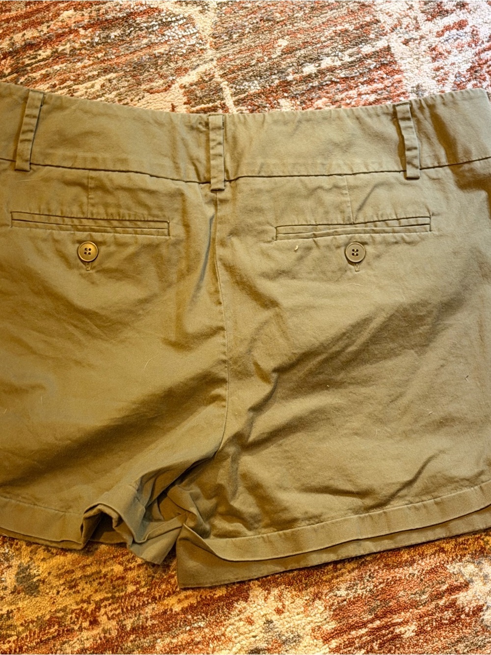 New York & Company Olive Green Cotton Blend Shorts - Picture 2 of 2